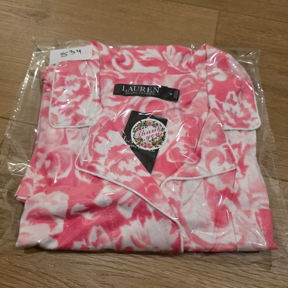 NWT Lauren Ralph Lauren LRL Women's Night Shirt Size M Pink Floral Pajamas - Picture 14 of 14